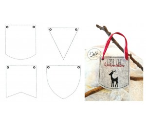 Stickserie ITH - Wimpel Basic blanko Set mit Ösen